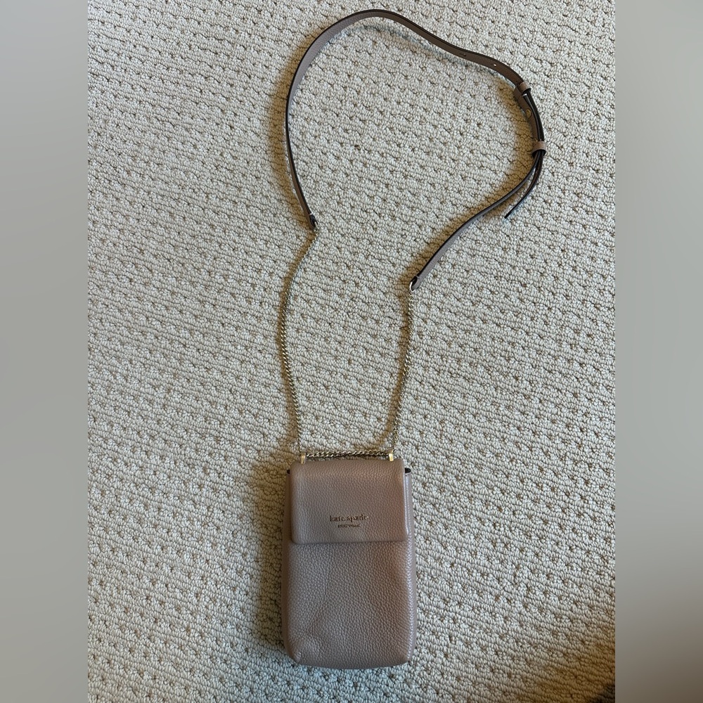 Kate Spade Beige Phone Crossbody Bag with Chain Strap